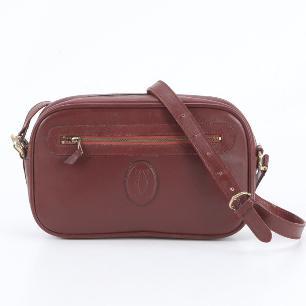 Cartier Must Line Bordeaux Leather Shoulder Bag Crossbody for Women